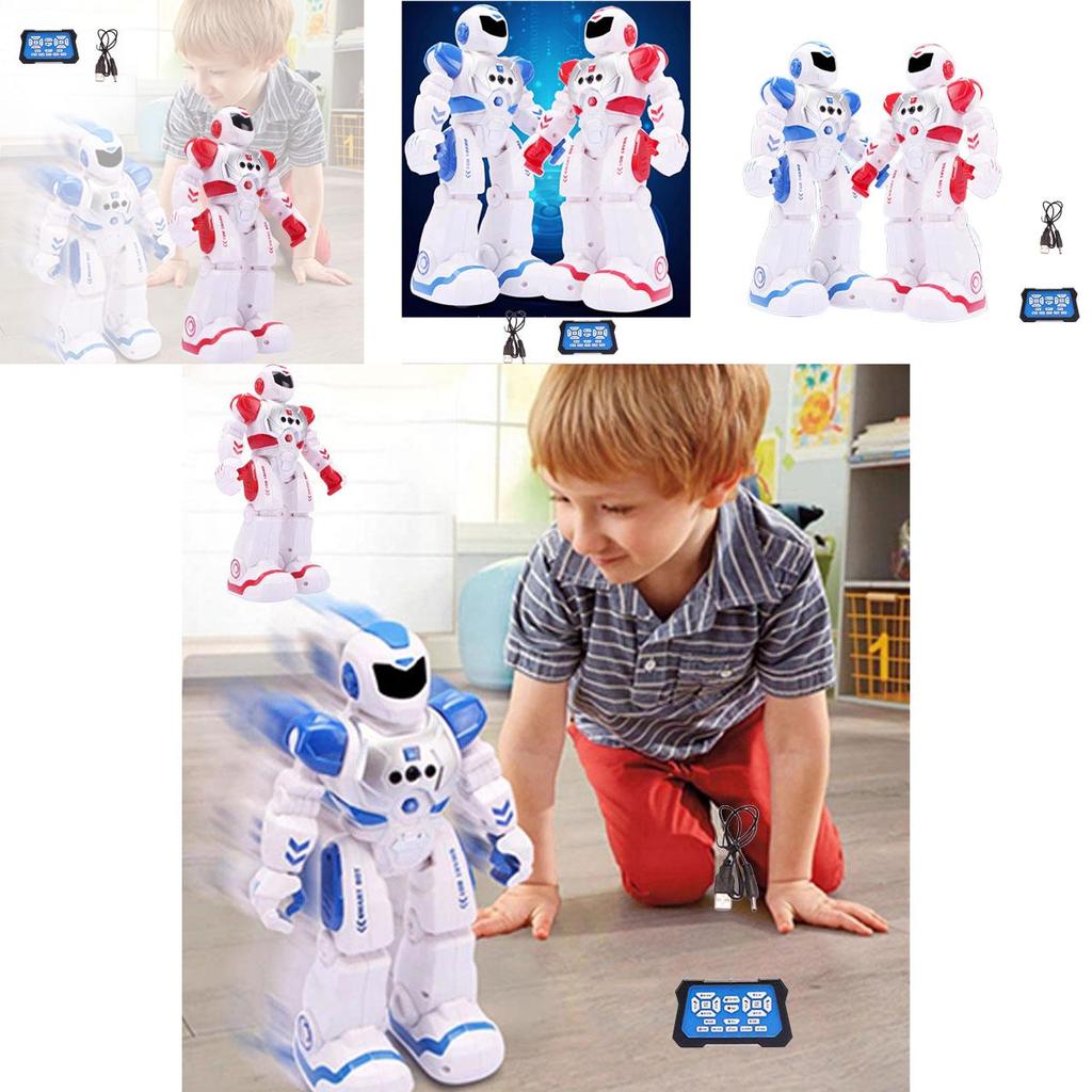 Kids' Intelligent Remote Control New Will Electric Robot Toy Blue/red Educational And Fun Dancing Robot