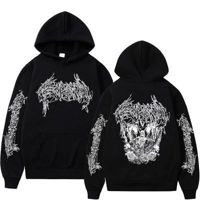 Rapper Ken Carson Hip Hop Oversized Hoodie Death Mosh A Great Chaos Skeleton Graphic Hoodies Men Women Vintage Street Sweatshirt