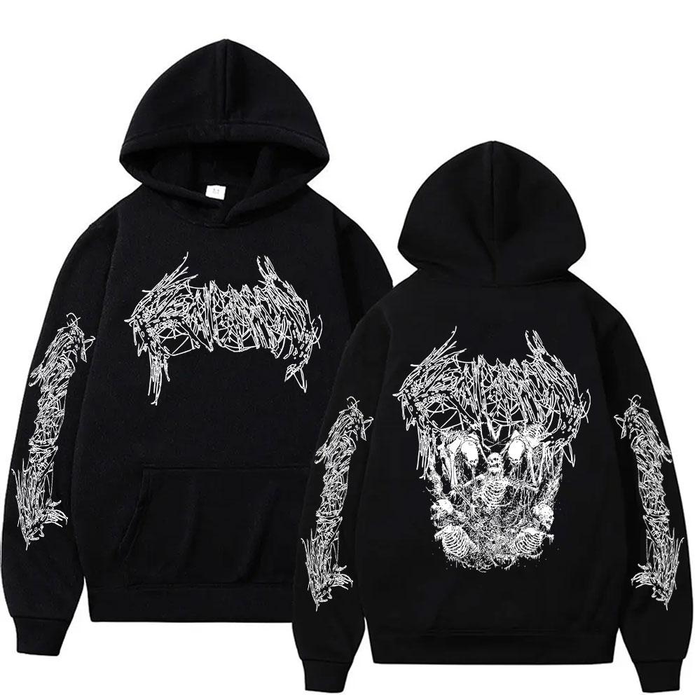 

Rapper Ken Carson Hip Hop Oversized Hoodie Death Mosh A Great Chaos Skeleton Graphic Hoodies Men Women Vintage Street Sweatshirt 3XL