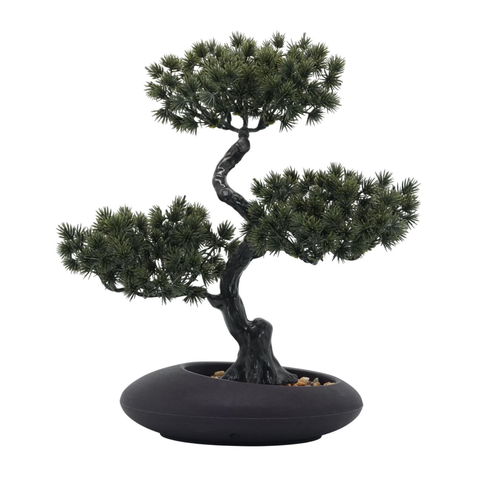 Artificial Potted Greeting Pine 26x34cm for Living Room Multifunctional темно-зеленого