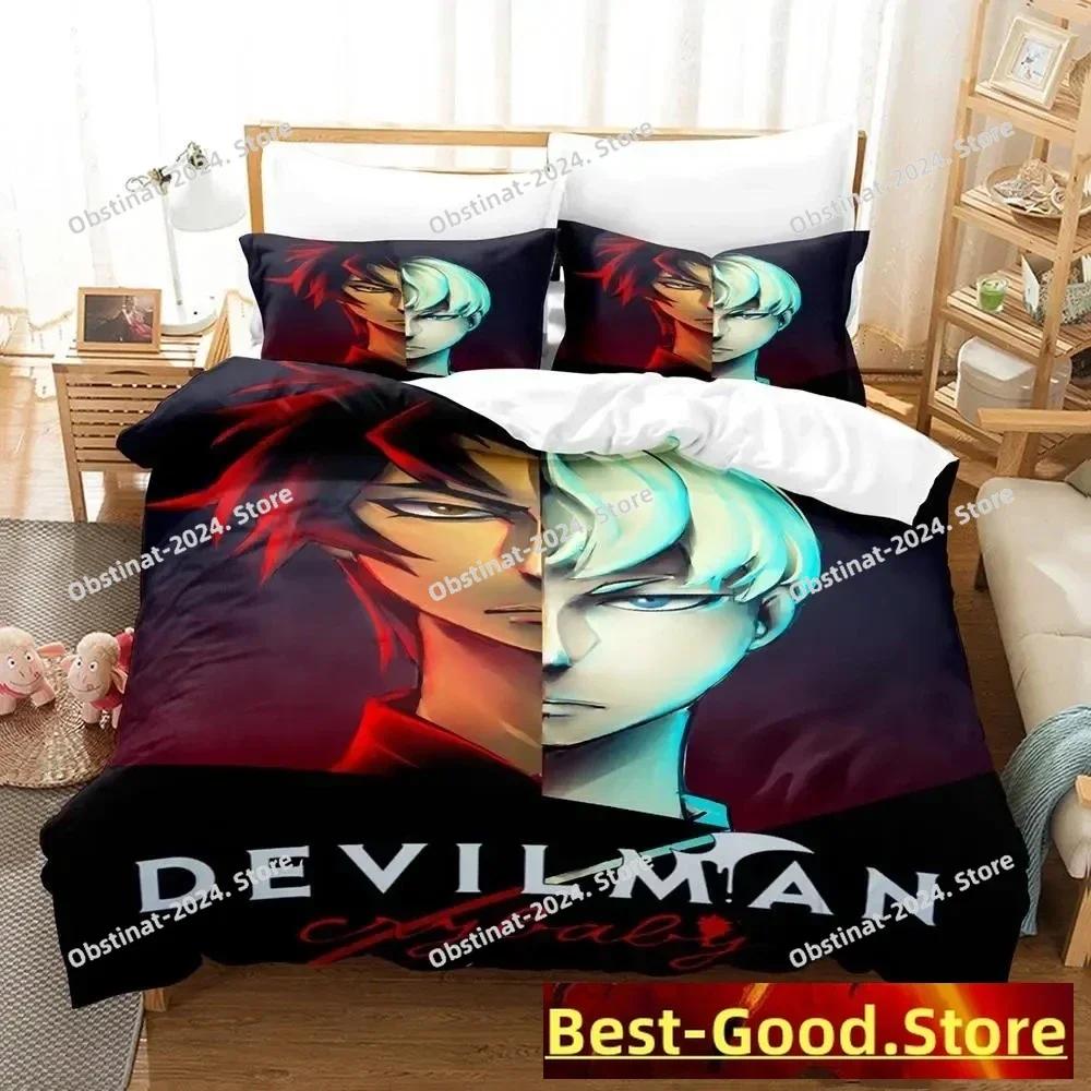 Devilman Sängkläder Enkel Twin Tryckt Sängklädesset Med Örngott Sängpåslakan Mjuk Enkel Dubbel Queen Super King Size