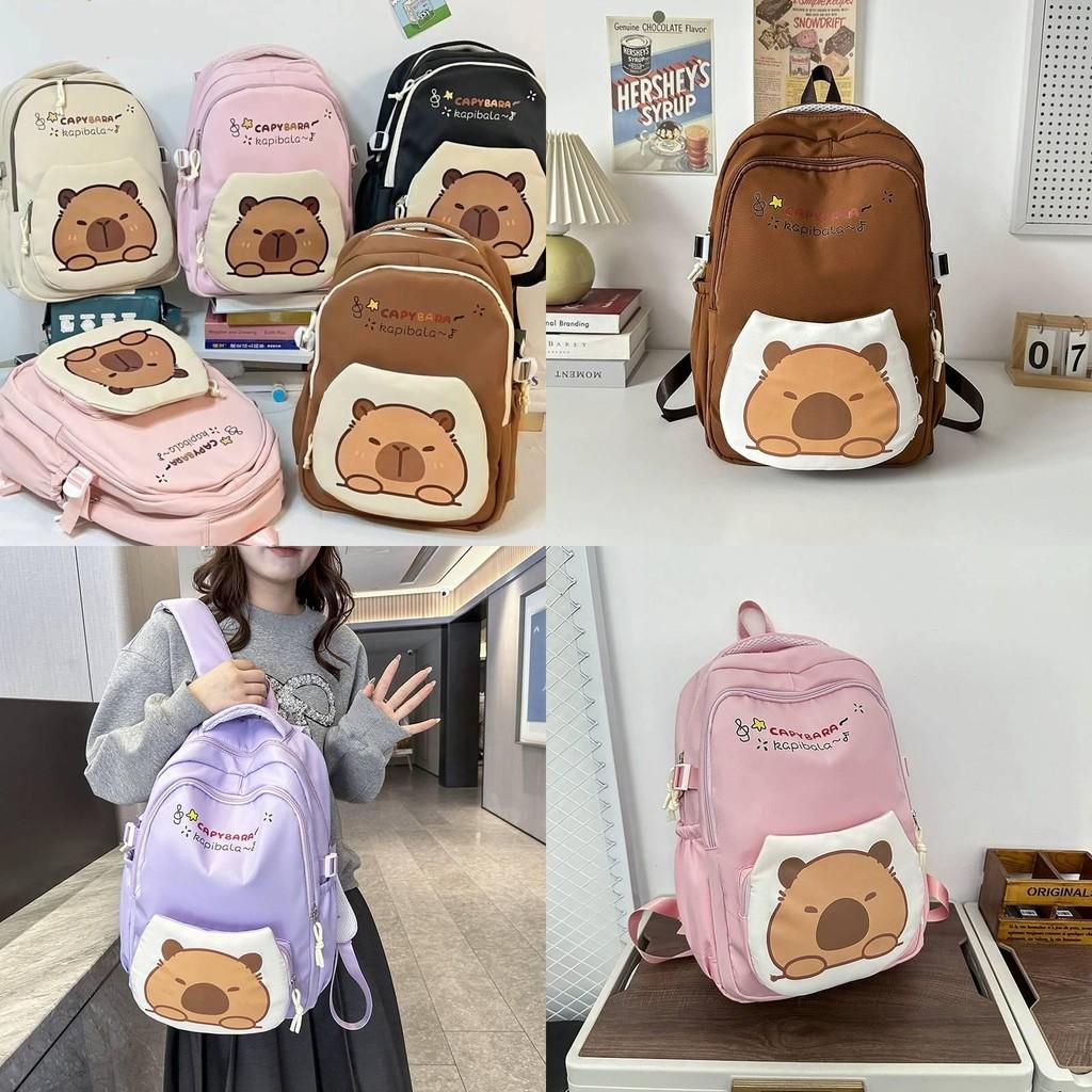 Capybara Fabric Oxford Backpack With Print Pattern And Durable Design Kids For