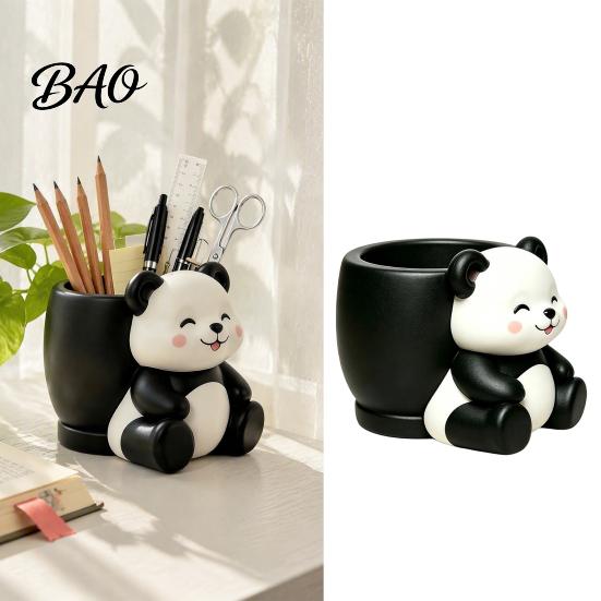 Small Pothos Spider Plant Pots Cute Panda Succulent Planter, Resin Cartoon Animal Pot, Planter Decorative Pot for Indoor Office Desk, Balcony, Garden