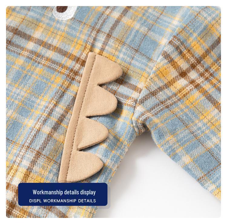 Jungen Retro Karomuster Langarmhemd mit Farbblock und Revers