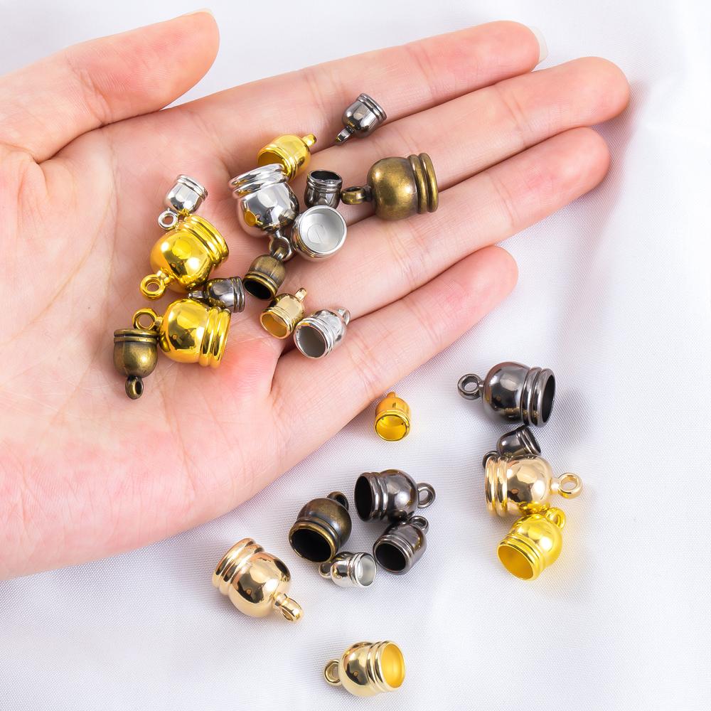 50pcs Necklace End Tips Tassel Caps Leather Cord Crimps End Caps Plastic Beads Cap Fastener DIY Jewelry Making Finding Supplies