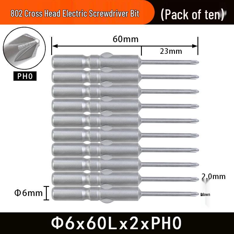 Nigao 802 Magnetic S2 Steel Electric Screwdriver Bit, 6mm, 60/80mm Length