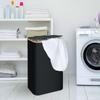 Bamboo Handles Slim Laundry Hamper with Lid Foldable Clothes Basket Bin Storage Bins  Bathroom