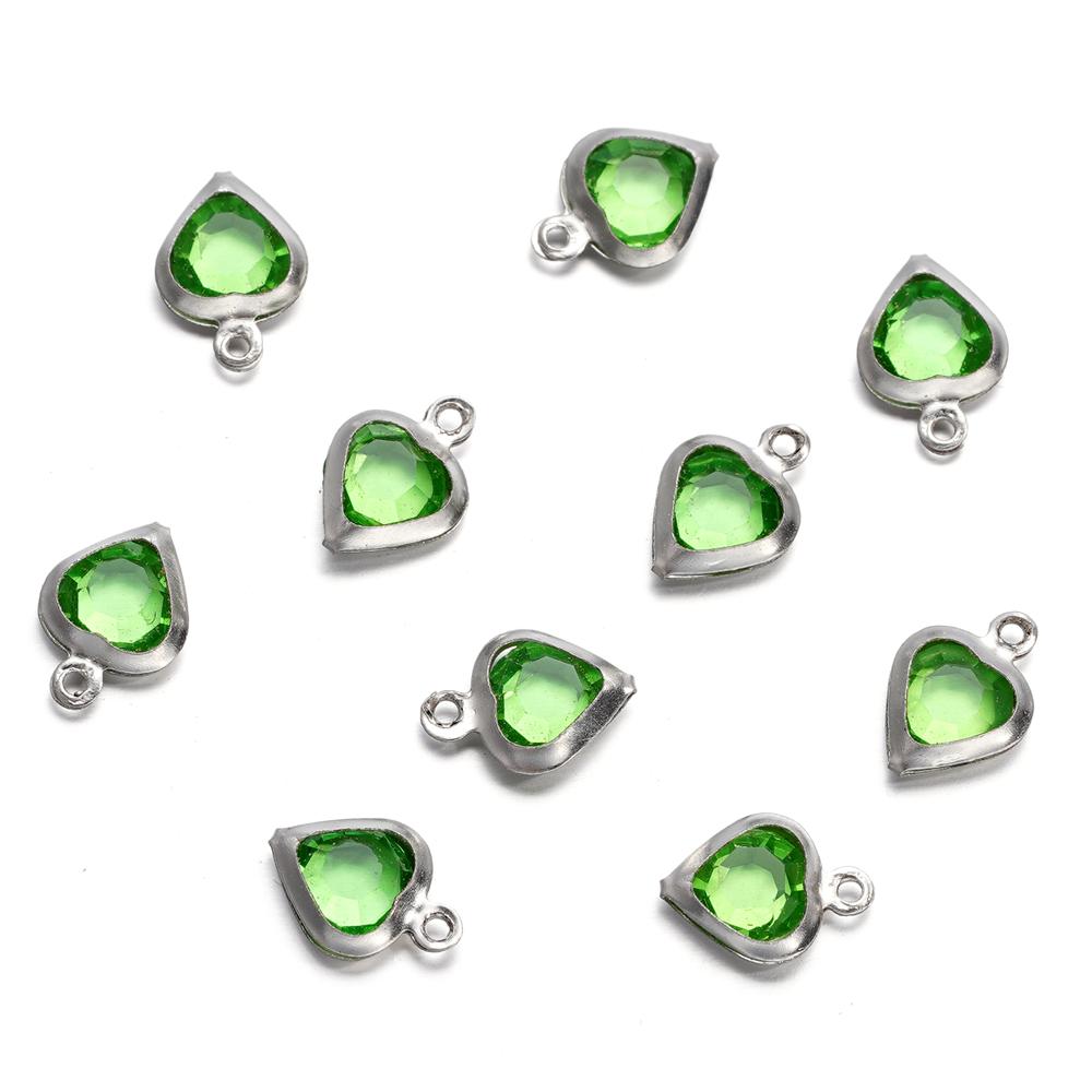10 Stück/Los 7,5 mm Edelstahl Herz mit Strasssteinen Anhänger für Halskette Armband Anhänger DIY Schmuckherstellung Zubehör