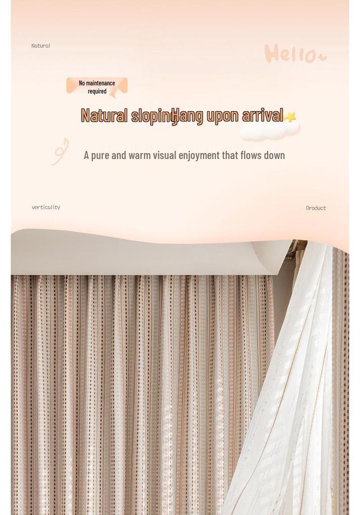 Xiaohongshu Fair Isle Dopamine Curtains for Kids' Rooms: Color-Woven Fabric & Gauze Options for Boys and Girls Bedrooms