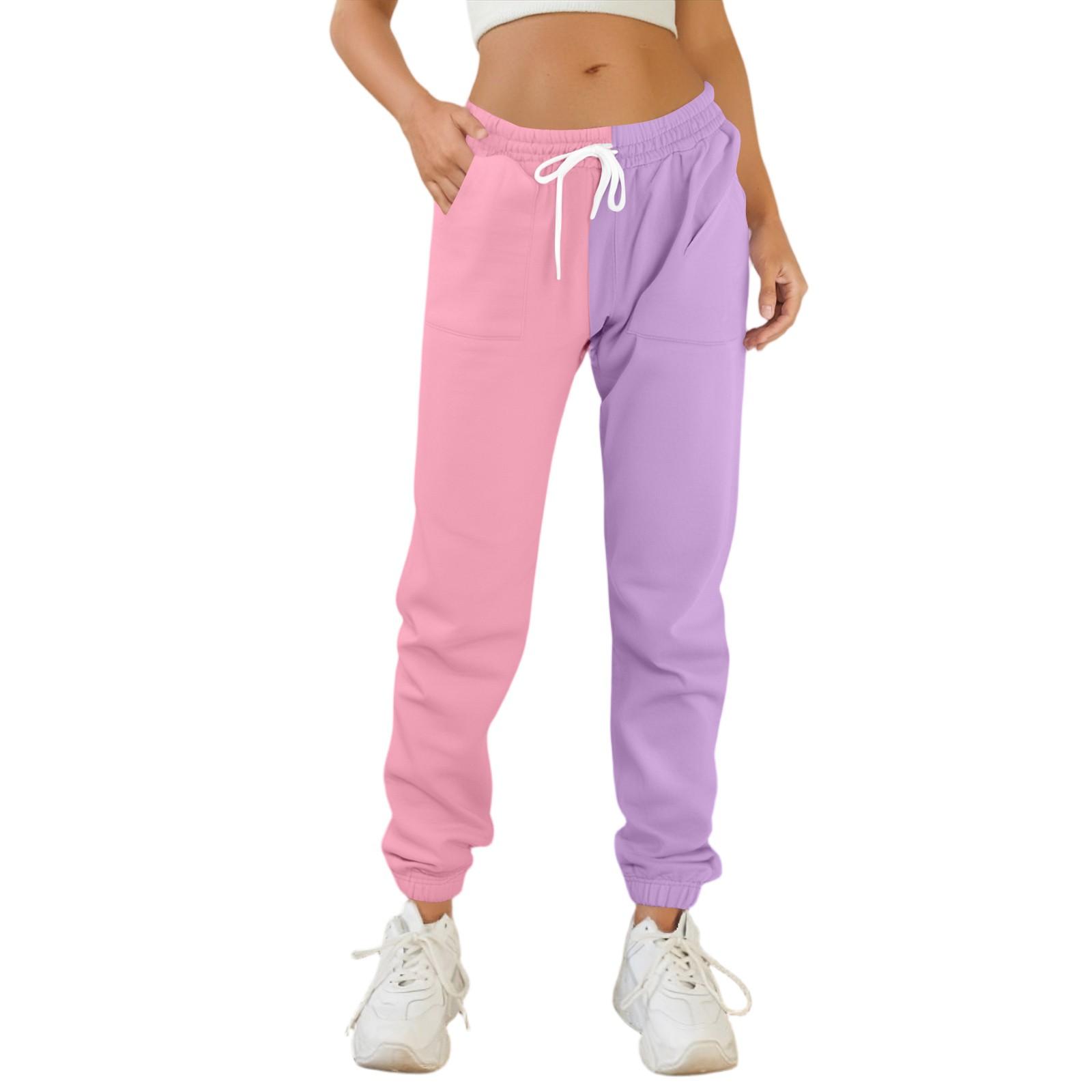 

Женские модные спортивные однотонные повседневные спортивные штаны с карманами и шнурком XXXL розовый
