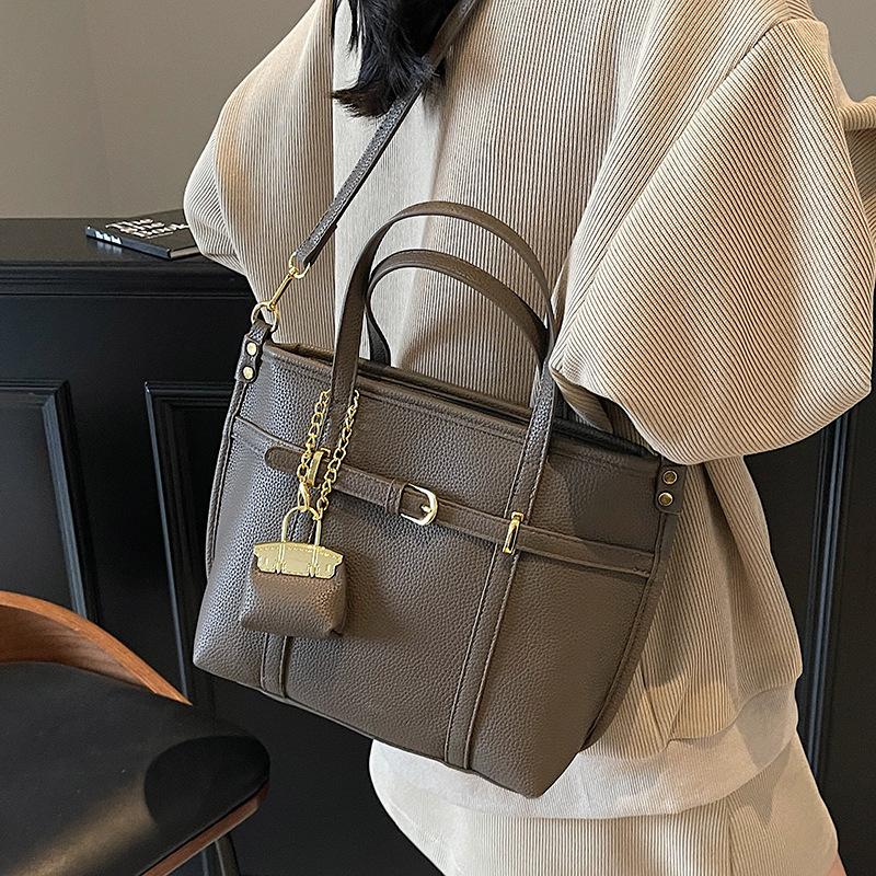 Korean Simple Temperament Commuter Style Women's Handbag Niche Versatile Lychee Pattern Texture Light Luxury Versatile Messenger Bag