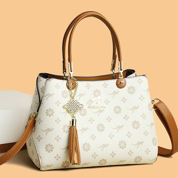 Classic Floral Print Fashion Tote Bag Spacious Capacity Elegant Single-Strap Women's Handbag
