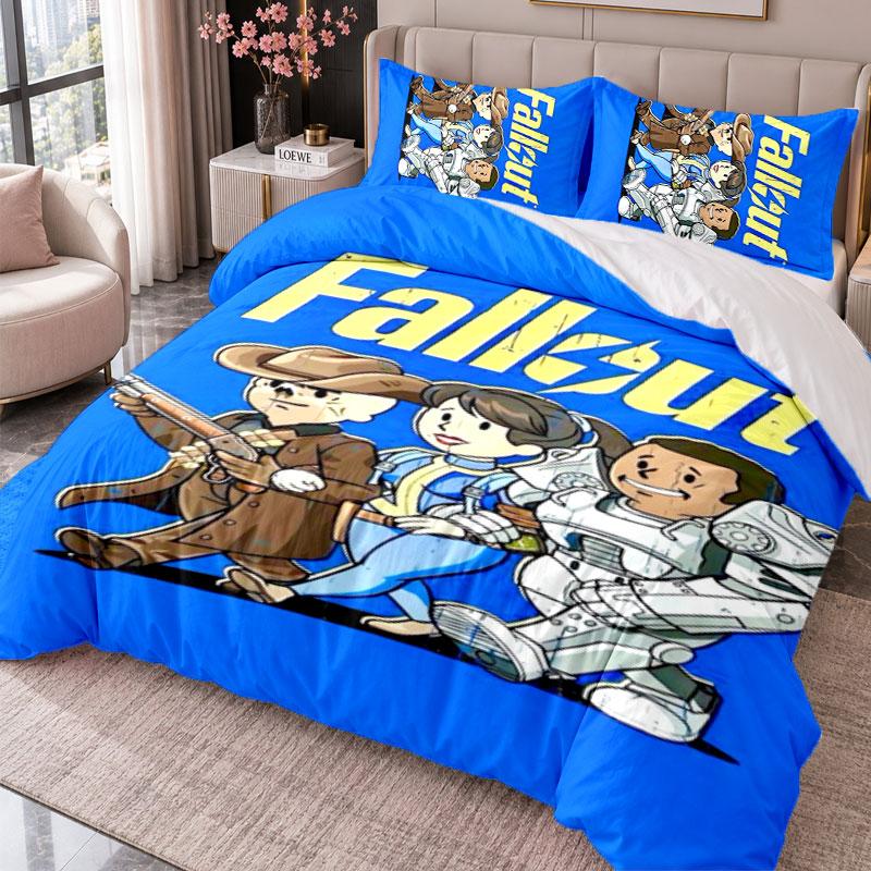 Fallout Vault Boy 3Pcs Bedding Set Duvet Cover With Two Pillowcases For Bedroom Home Decoration