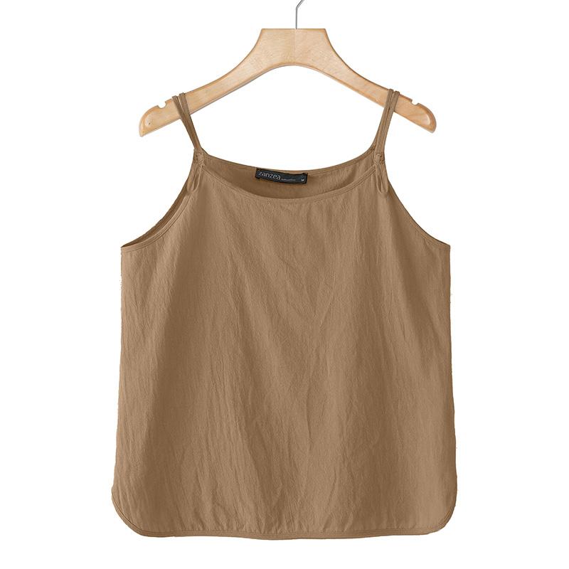 

ZANZEA Женские летние повседневные топы-комбинации без рукавов 5XL хаки