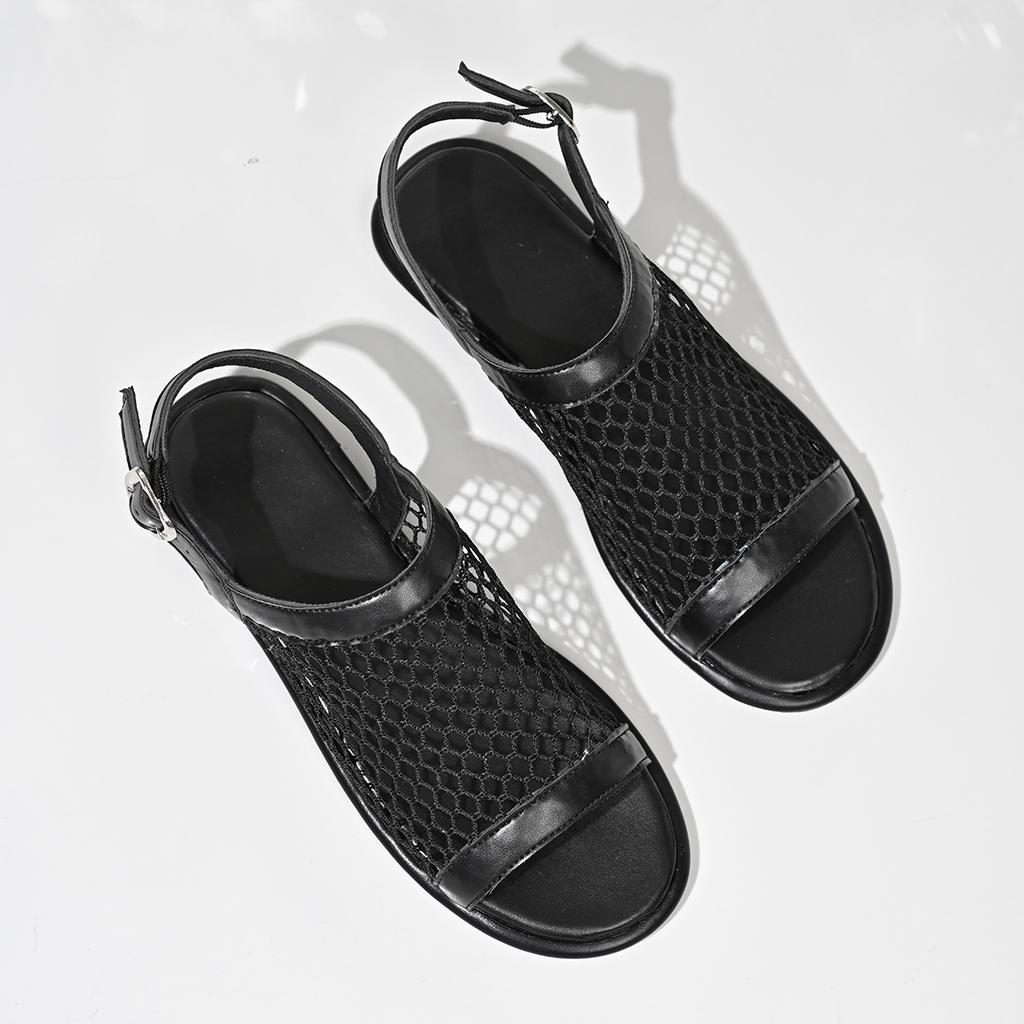 Fashion Women's Sandals Summer New Flat Bottom Women's Slippers Fashion Mesh Breathable Beach Shoes 2025 Large Size 43 Zapatos De Mujer