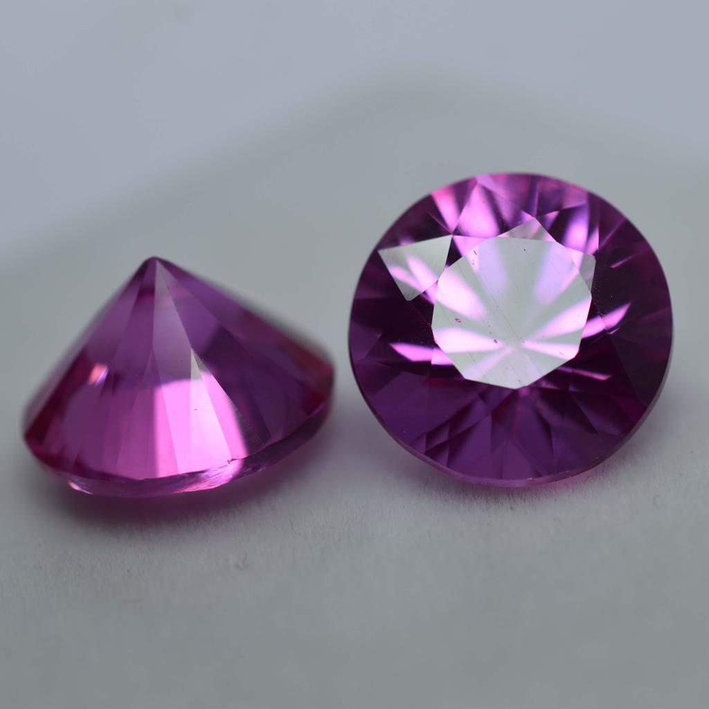19.13 Ct Natural Pink Sapphire Round Cut CERTIFIED Pair Loose Gemstone Ceylon am-0061