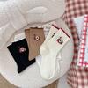 Cartoon Puppy Socks, Women's Spring and Autumn Fun Mid-calf Socks, Ribbed Color-blocking Pile Socks, Boneless