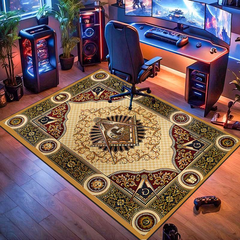 Freemason symbol rug, suitable for living room, bedroom, game room, computer room and home décor.