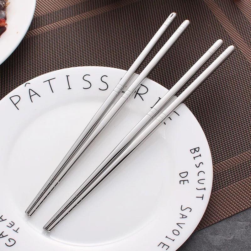 304 Stainless Steel Non-slip, Heat-resistant, Anti-mildew Square Chopsticks for Adults and Children
