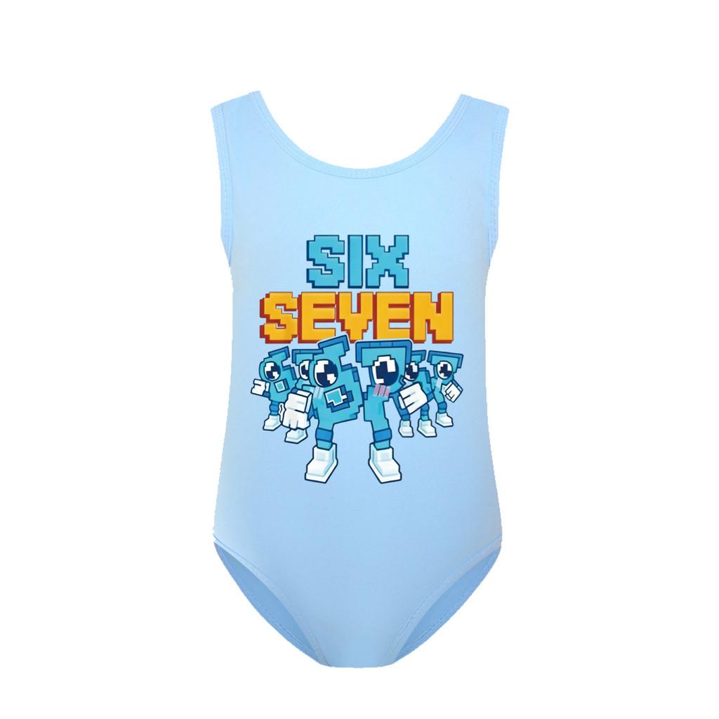 

5195 Дитячий Дівчата Мультфільм Вкрасти Мозкову Гниль 67 Шість Сім Принт Волан Купальник Плавки Суцільний Боді Купальний Одяг 160cm