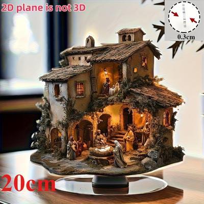 Presepe, stile bohémien, acrilico piatto 2D, decorazione da tavolo, per soggiorno, ufficio, regali, Natale, Pasqua, Halloween