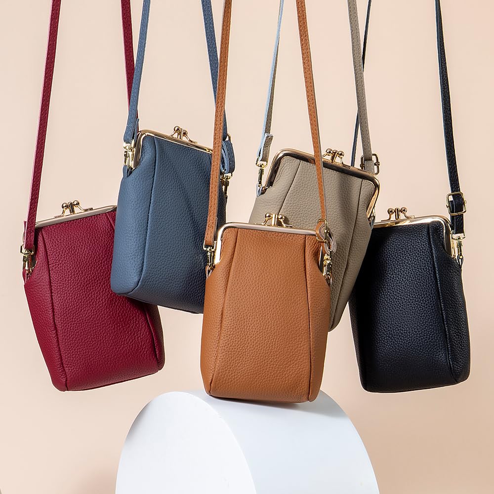 Genuine Leather Purse Shoulder Bag for Mini Smartphone Small Small Bag [Yocipa] Women, Pochette, 2-Room Structure, Pouch, Crossbody, Shoulder, Bag,