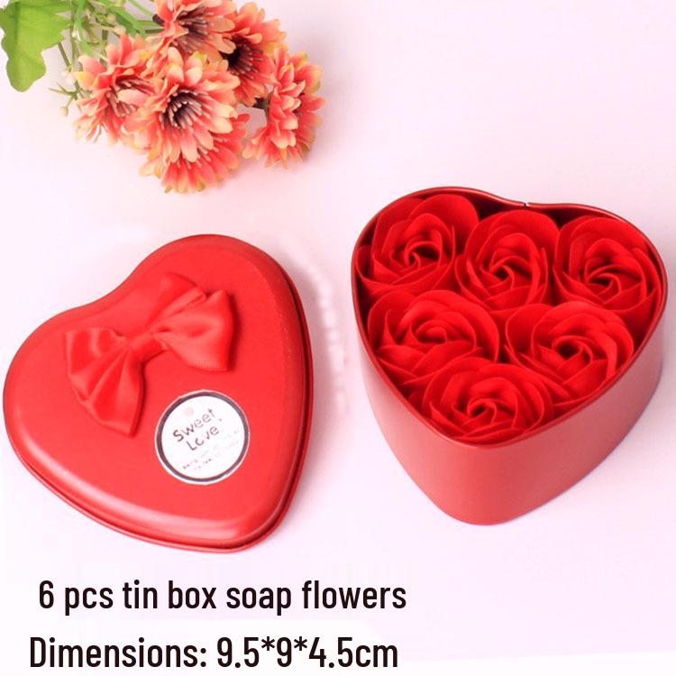Valentine's Day Heart-Shaped Rose Soap Flower Gift Box for Girlfriend - Creative Souvenir