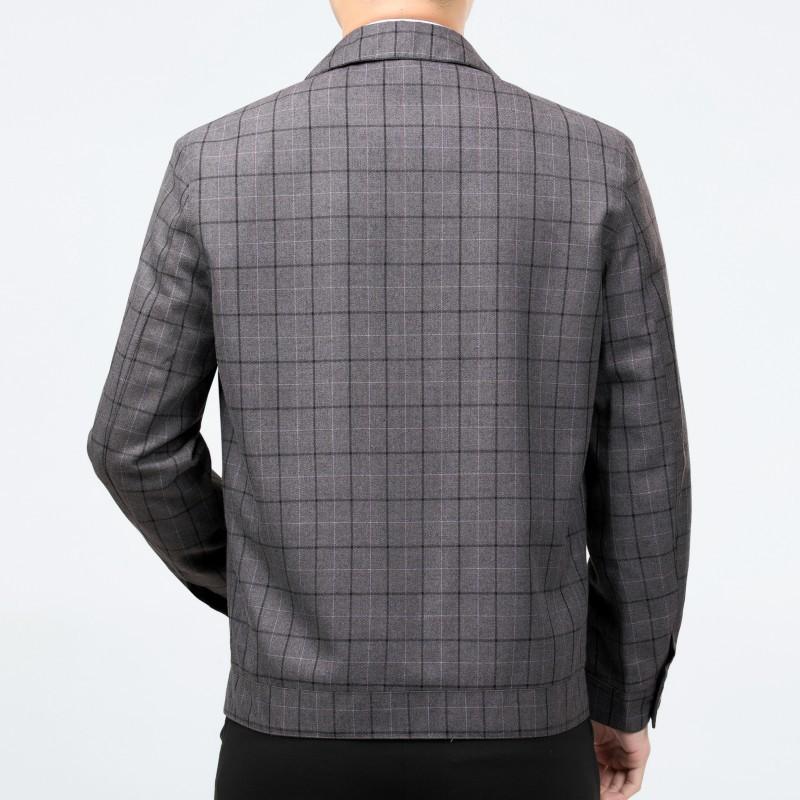 Wool Jacket for Middle-aged Men with Lapel Spring and Autumn Thin Middle-aged and Elderly Dad's Wool High-end Jackets for Leaders and Cadres