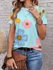 Sunflower Color Flower 3D Printing Women's T-shirt Casual Round Neck Short-sleeved Top Harajuku Y2k Tee Women's Clothing