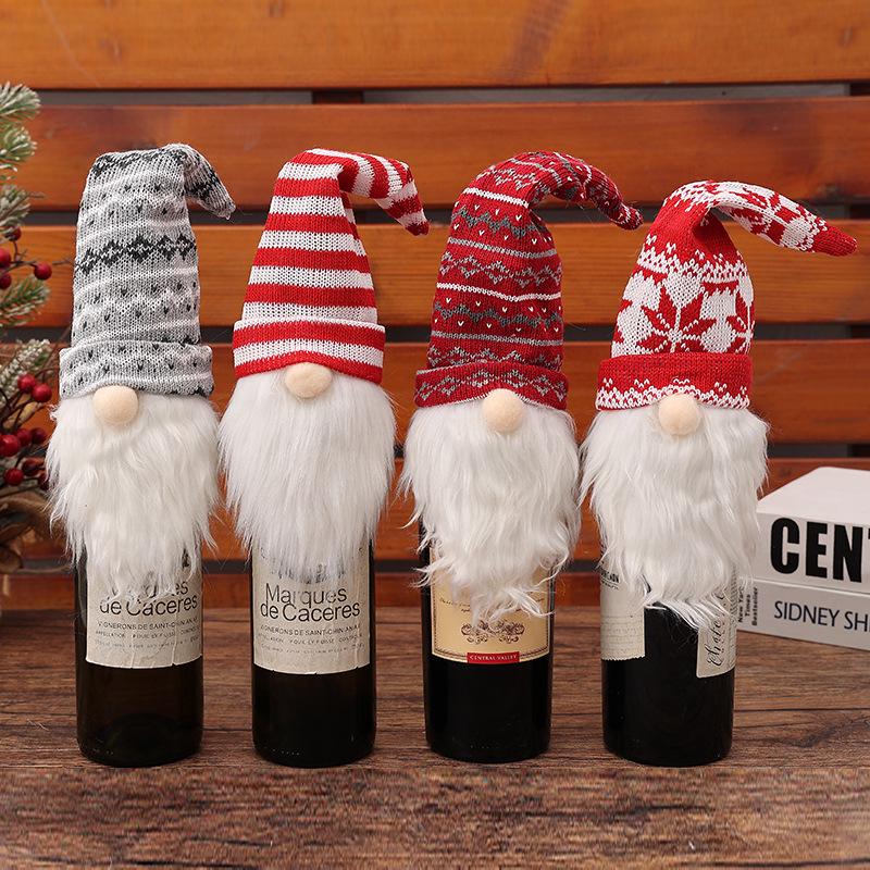 Qiaoding Knitted Christmas Faceless Doll Wine Bottle Hat & Cover