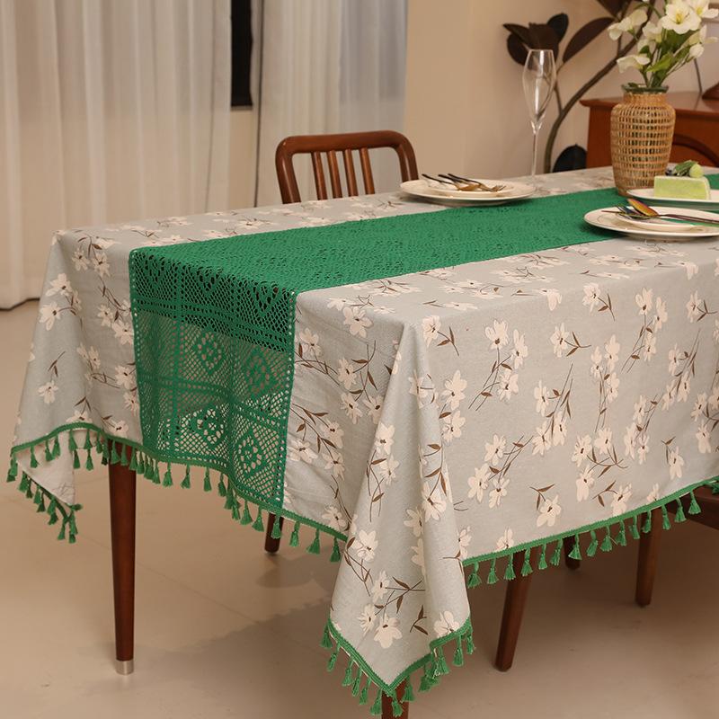 

Двойная идиллическая скатерть для обеденного стола, хлопковая нить, вязание крючком, скатерть для журнального столика, однотонная, легкая роскошь, полая вставка 60X60cm