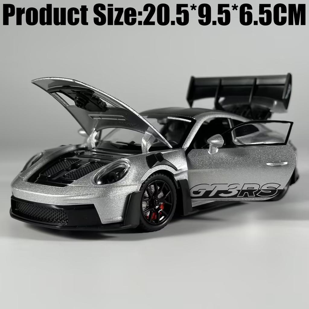 1:24 Porsche 911 GT3 RS 992 Generation GT Sports Car Alloy Metal Diecast Model Car Sound & Light Pull Back Toy Collectibles Gift