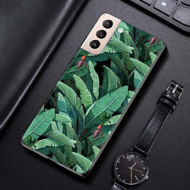 Shell für Samsung Galaxy S21 S20 S10 S9 S8 Plus Ultra 5g S10lite S10e S7edge S20 S21 Fe Abdeckung fall Vintage Bananen Blatt Blume