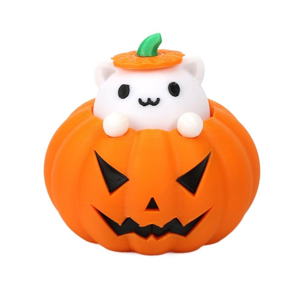 Cartoon 3D Printed Pumpkin Cat Statue Exquisite Miniature Sculpture Toy Figures  Party