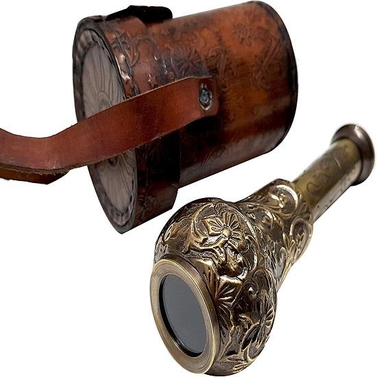 Vintage New Royal Pirates Handmade Marine Telescope with Leather Case