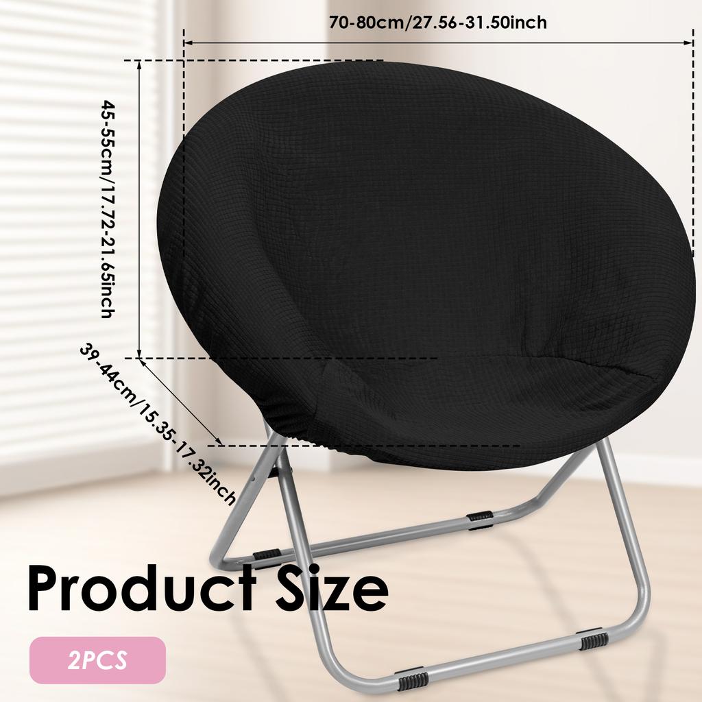 2Pcs Saucer Chair Cover Polyester High Elastic Round Moon Chair Protector Full Coverage Sofa Cushion Cover Furniture Decoration