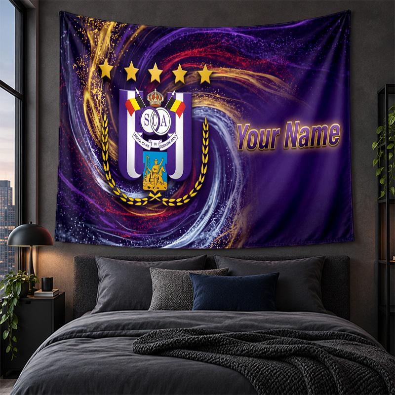 Personalized Tapestry Wall Hanging Anderlecht FC Logo Pattern Art Background Cloth
