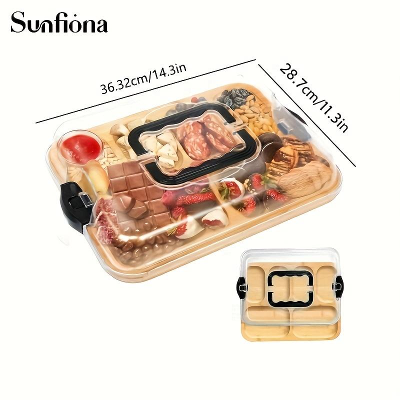 Bamboo Wooden Cheese Board with Compartments for Kitchen, Picnic, and Restaurant Serving