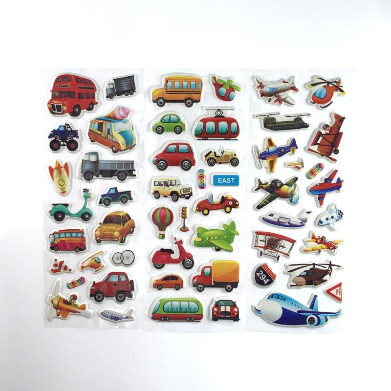 12 Sheets/Set Engineering Vehicle Stickers for Children's 3D Cars Trucks Bubble Sticker DIY Toys Kids Gift