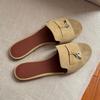2025 summer new niche design French one-word cool slippers fringed pendant flat-bottomed slippers women's wear