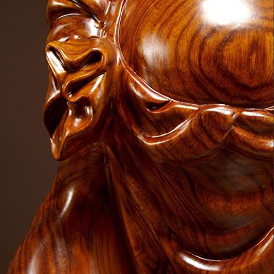 Buddha Holz Sieben Glückliche Holz Holz Gelbe Quitte Hohe Qualität Natürliche Quitte Geld Glück Amulett Höhe 26 Statue, Schnitzerei, Götter, Hotei-sama, Statue,