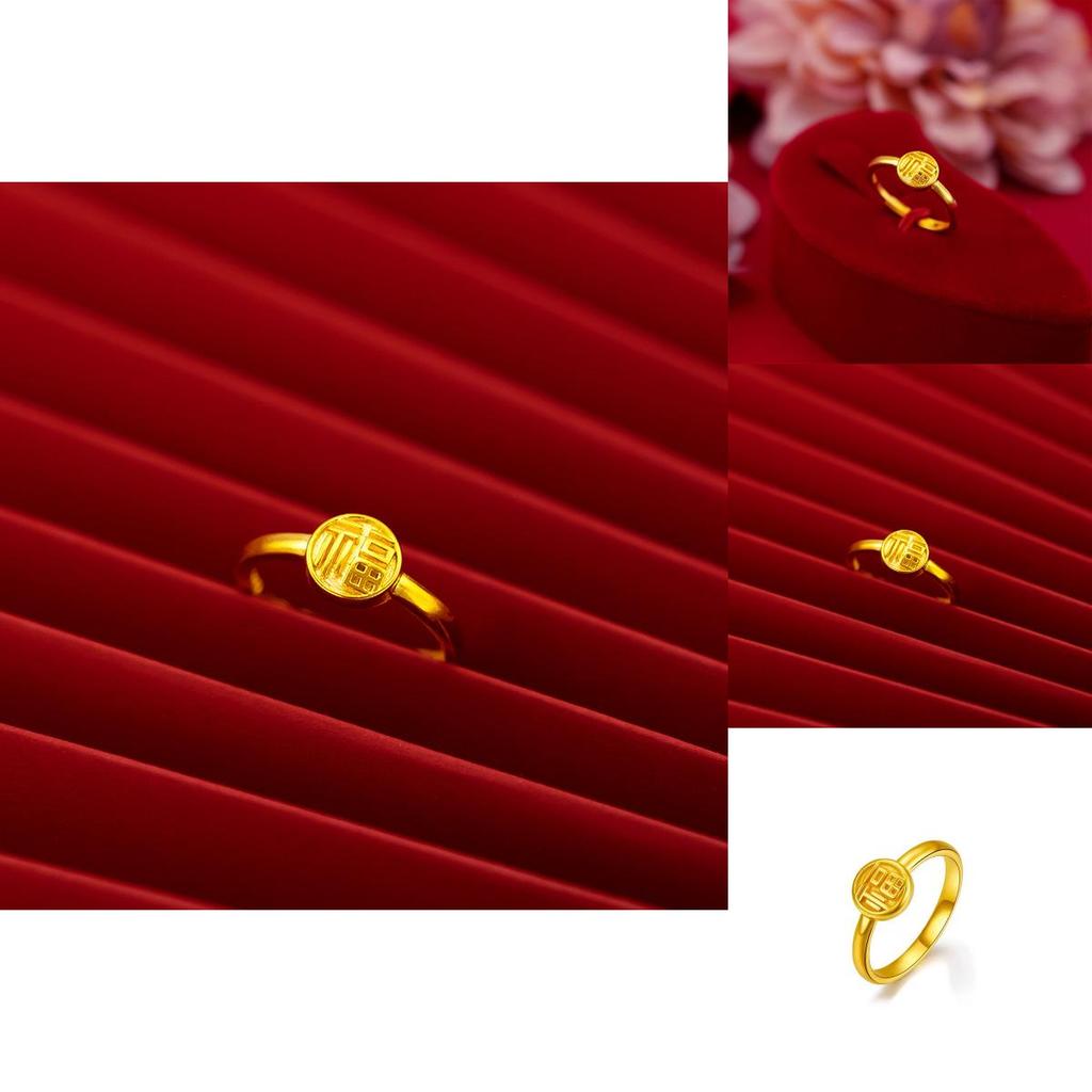Exquisite Gold Coated Lucky Word Ring For Women Fashionable Vietnamese Brass Design