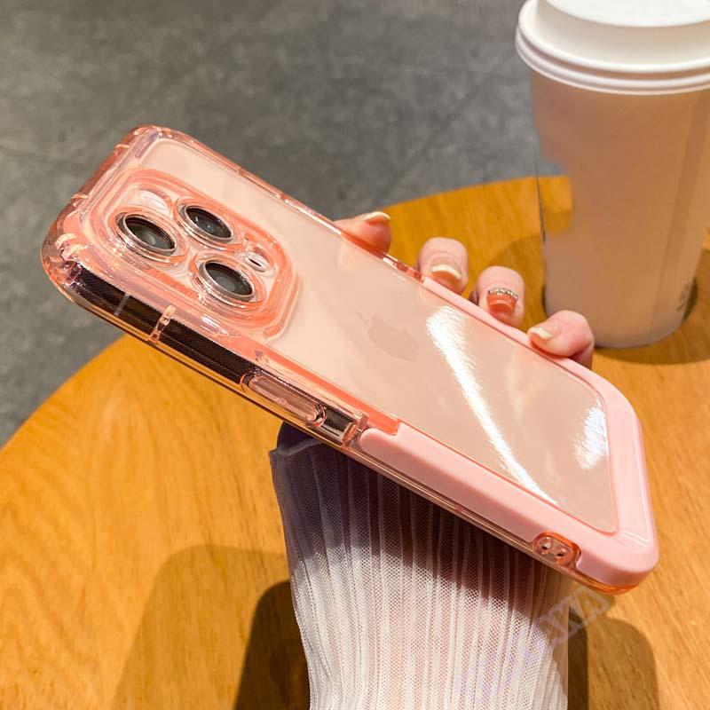 Suport de suport invizibil Husă transparentă pentru telefon pentru Iphone 14 13 12 11 Pro Max Husă rezistentă la șocuri din silicon de culoare caramelă pentru Iphone 14plus