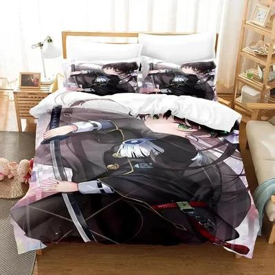 Top Impression 3D Anime Heaven Burns Red Ensemble de Literie Housse de Couette Ensemble de Lit Housse de Couette Taie d'Oreiller Couette Taille King Queen Garçons Adulte