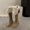 2025 new autumn and winter over-the-knee boots plush cotton boots snow boots long knight boots