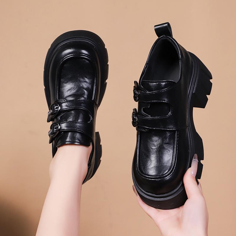 2025 New Thick Bottom Mary Jane Leather Shoes Women Autumn Design Punk Shoes Fashion Versatile Loafers Casual Shoes