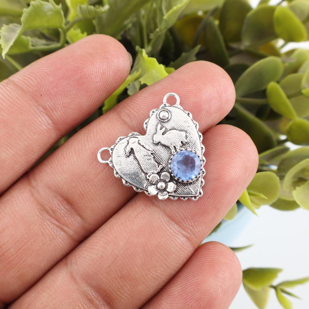 Pandantiv din piatră prețioasă lucrat manual tanzanit, pandantiv din argint solid 925 bijuterii antice, pandantiv pentru cadou de logodnă