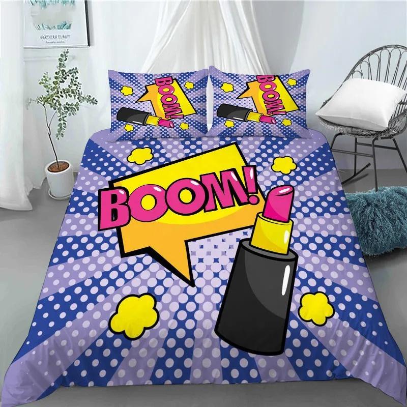 3D Hip Hop Art Style Duvet Cover Cool Rock and Roll Style Quilt Cover with Pillowcase for Kid Home Bedroom Decor King Queen Size
