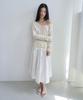 Amidi String Flare Banding Long Skirt_White