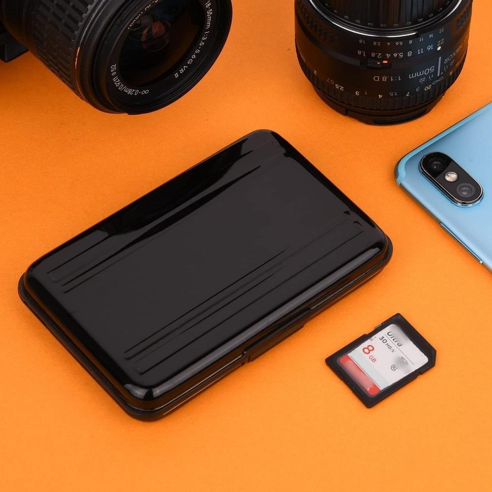 Digital Storage Aluminum Case Storage Box Memory Card Carrying Box with 8 Slots for SD SDHC MMC Micro SD TF Cards